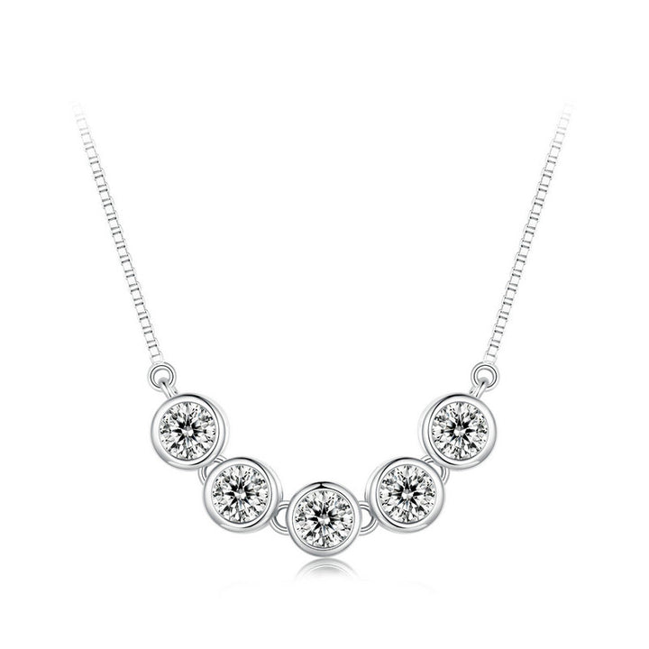 5 Round Diamond Moissanite Bezel Necklace 0.3CT D Color VVS1 EX - Aspect Jewellery