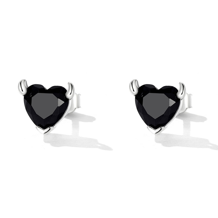 Black Heart Earrings in 925 Sterling Silver - Aspect Jewellery