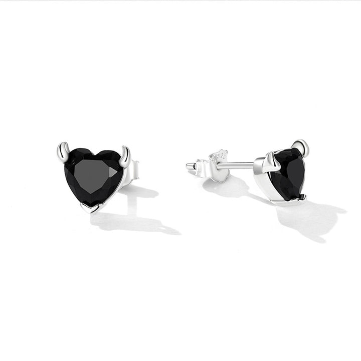 Black Heart Earrings in 925 Sterling Silver - Aspect Jewellery