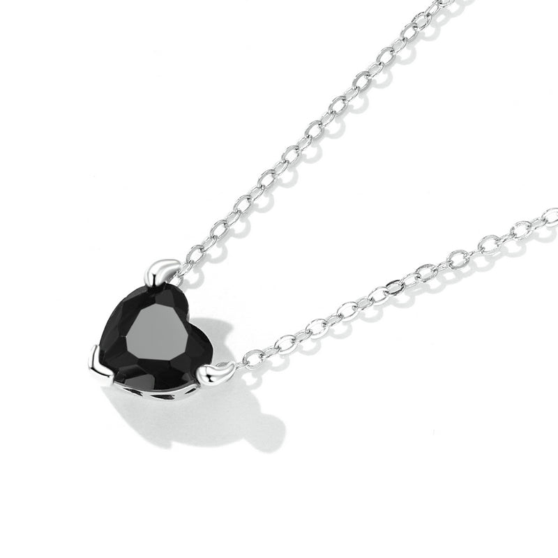 Black Heart Necklace in 925 Sterling Silver - Aspect Jewellery