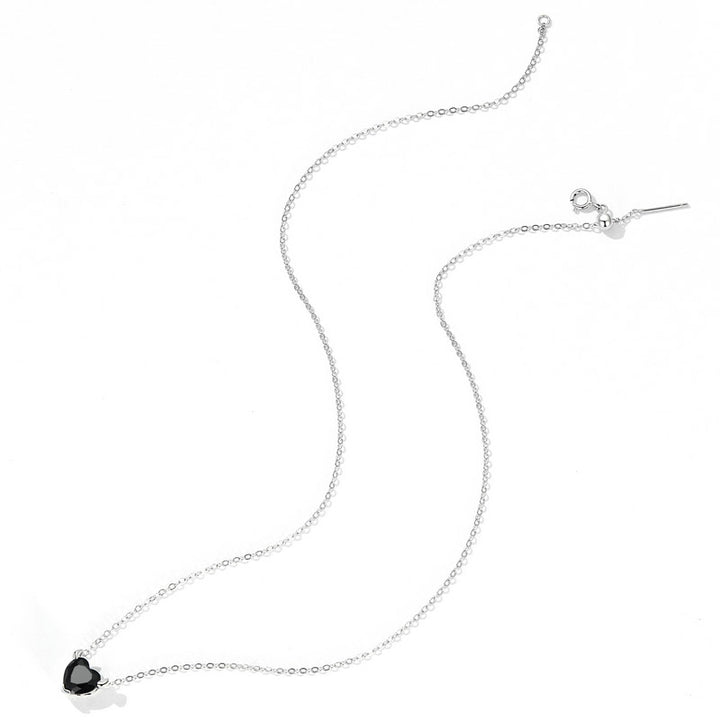 Black Heart Necklace in 925 Sterling Silver - Aspect Jewellery