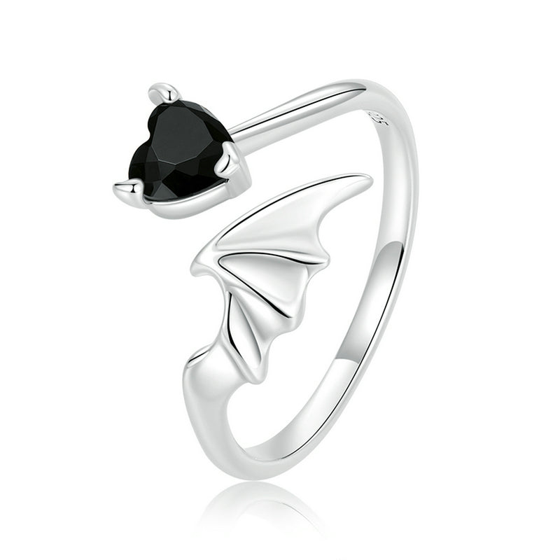 Black Heart Ring in 925 Sterling Silver - Aspect Jewellery