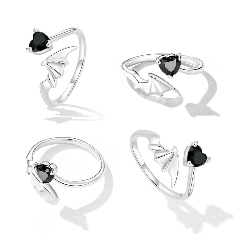 Black Heart Ring in 925 Sterling Silver - Aspect Jewellery