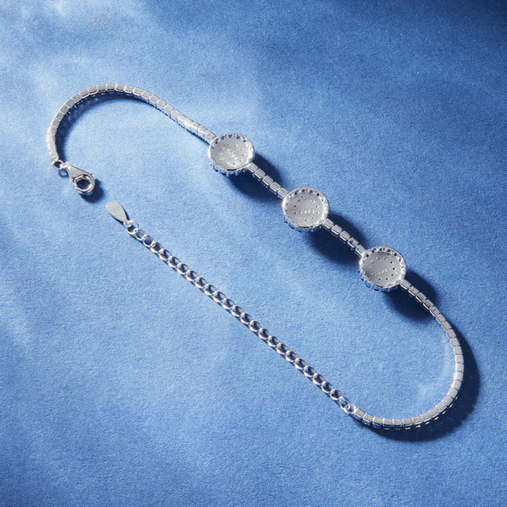 Blue Circle Tennis Bracelet in 925 Sterling Silver Plated Platinum - Aspect Jewellery