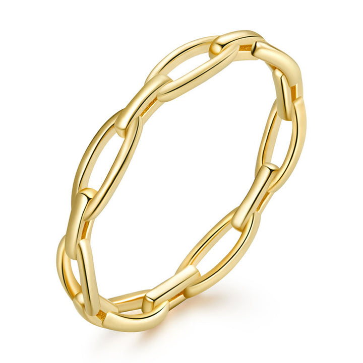 Chain Link Ring Sterling Silver Gold Plated - Aspect Jewellery#color_gold