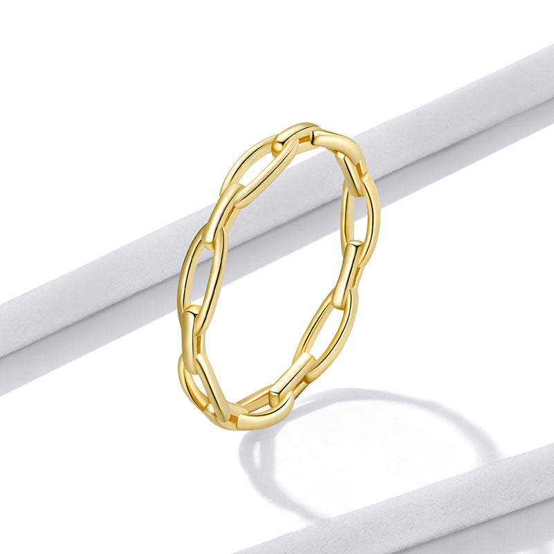 Chain Link Ring Sterling Silver Gold Plated - Aspect Jewellery#color_gold