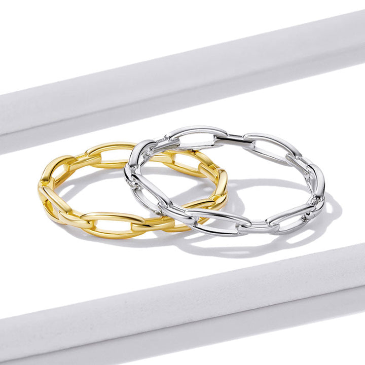 Chain Link Ring Sterling Silver Gold Plated - Aspect Jewellery#color_gold