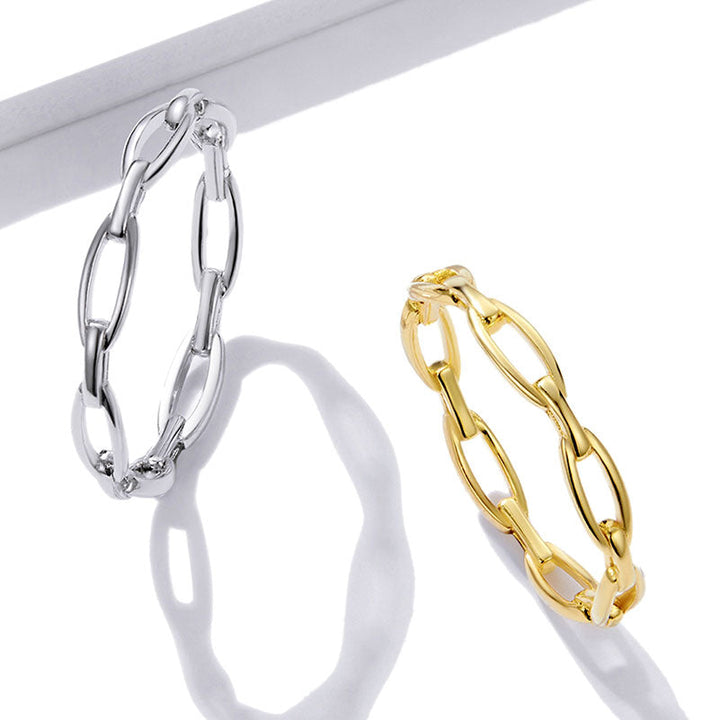 Chain Link Ring Sterling Silver Gold Plated - Aspect Jewellery#color_gold