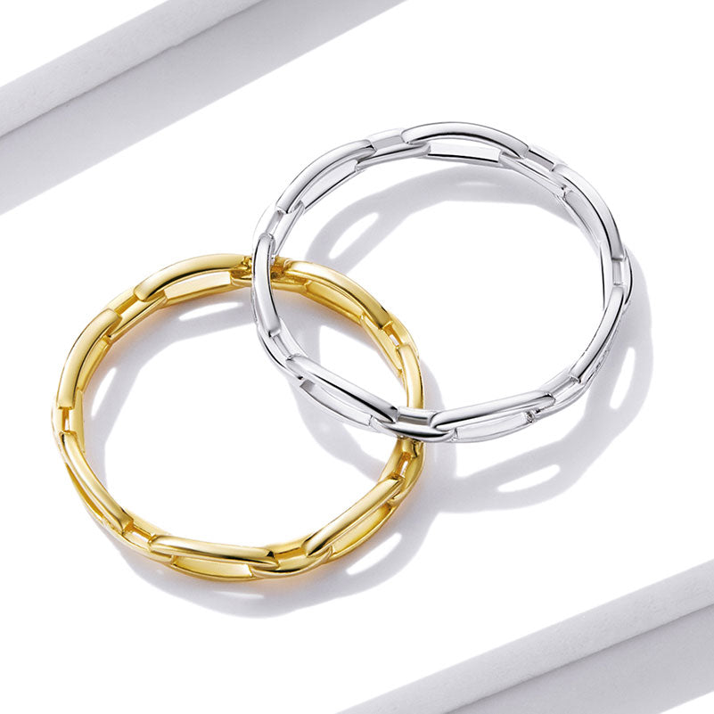 Chain Link Ring Sterling Silver Gold Plated - Aspect Jewellery#color_gold