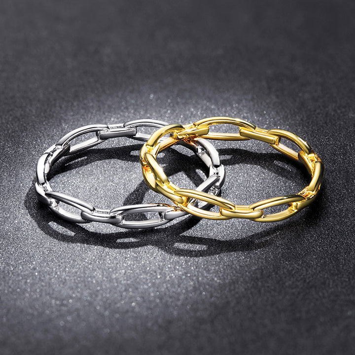 Chain Link Ring Sterling Silver Gold Plated - Aspect Jewellery#color_gold