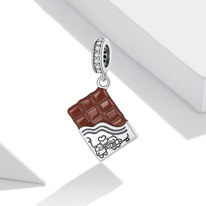 Chocolate Bar Dangle Charm in 925 Sterling Silver - Aspect Jewellery