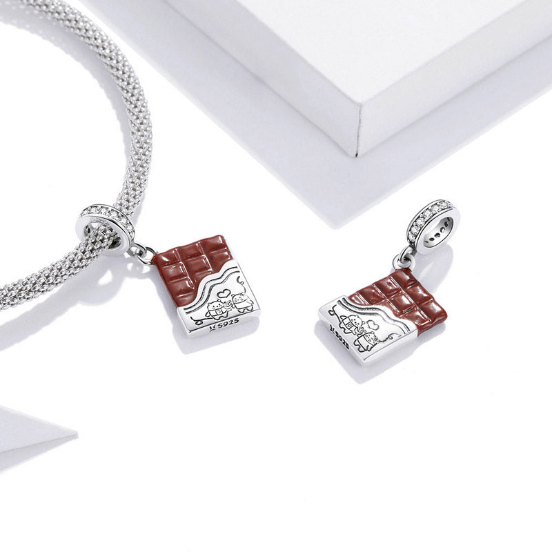 Chocolate Bar Dangle Charm in 925 Sterling Silver - Aspect Jewellery