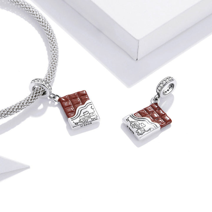 Chocolate Bar Dangle Charm in 925 Sterling Silver - Aspect Jewellery