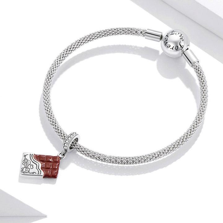 Chocolate Bar Dangle Charm in 925 Sterling Silver - Aspect Jewellery