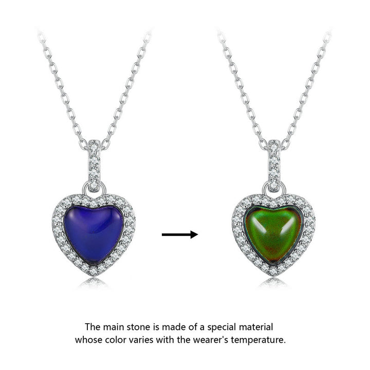 Color Changing Heart Mood Necklace - Sterling Silver