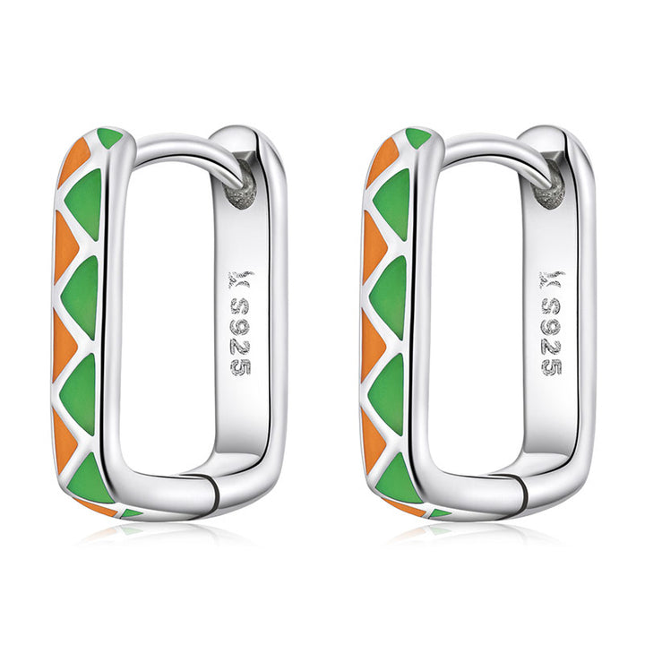 Colorful Square Hoop Earrings in 925 Sterling Silver, Enameled - Aspect Jewellery