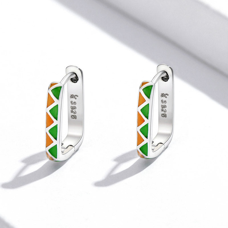 Colorful Square Hoop Earrings in 925 Sterling Silver, Enameled - Aspect Jewellery