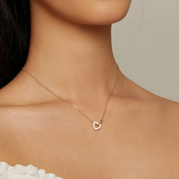 Connected Interlocking Heart Necklace in 925 Sterling Silver Gold Plated - Aspect Jewellery