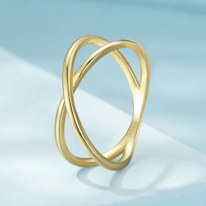 Criss Cross Geometric Ring in Sterling Silver - Aspect Jewellery#color_gold