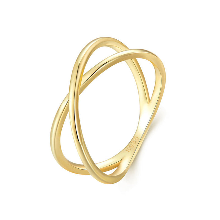 Criss Cross Geometric Ring in Sterling Silver - Aspect Jewellery#color_gold