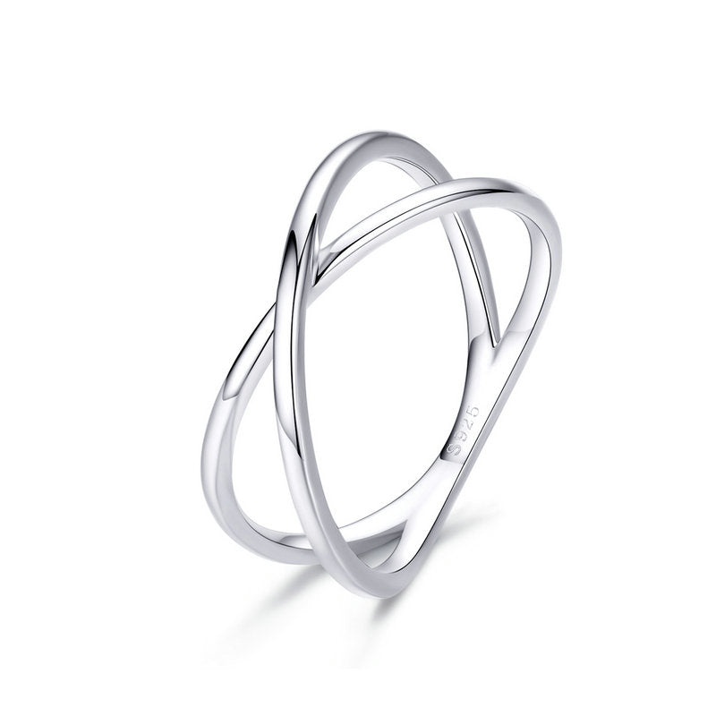 Criss Cross Geometric Ring in Sterling Silver - Aspect Jewellery#color_silver