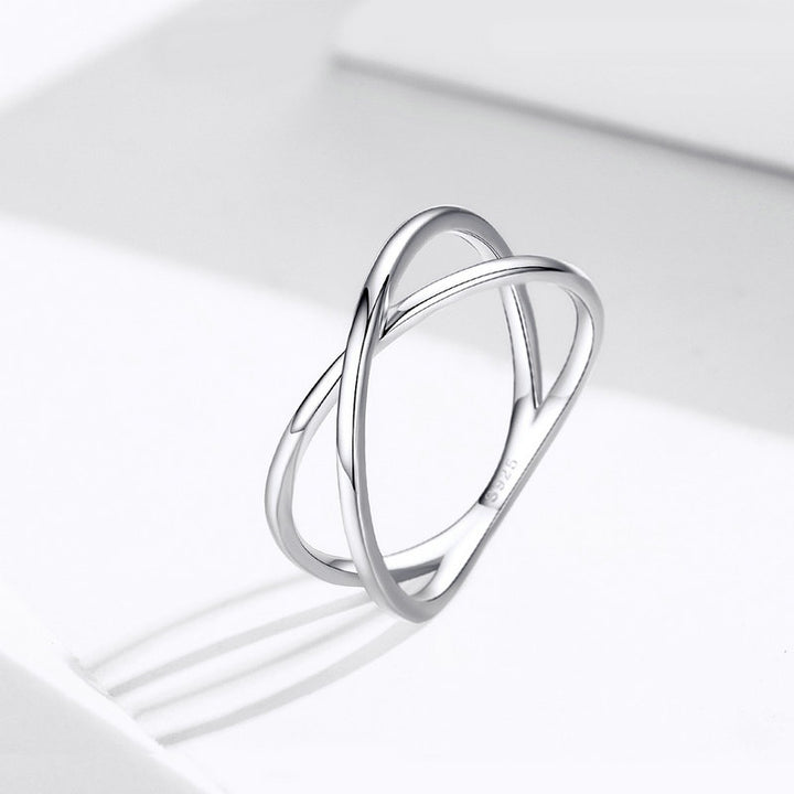 Criss Cross Geometric Ring in Sterling Silver - Aspect Jewellery#color_silver