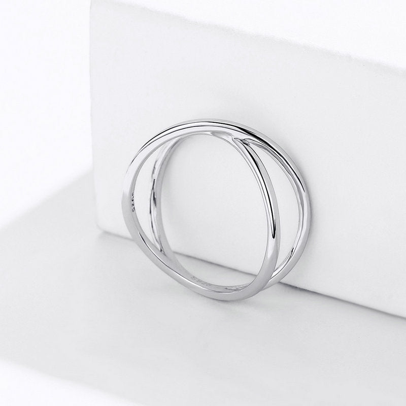 Criss Cross Geometric Ring in Sterling Silver - Aspect Jewellery#color_silver