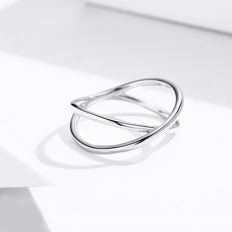 Criss Cross Geometric Ring in Sterling Silver - Aspect Jewellery#color_silver