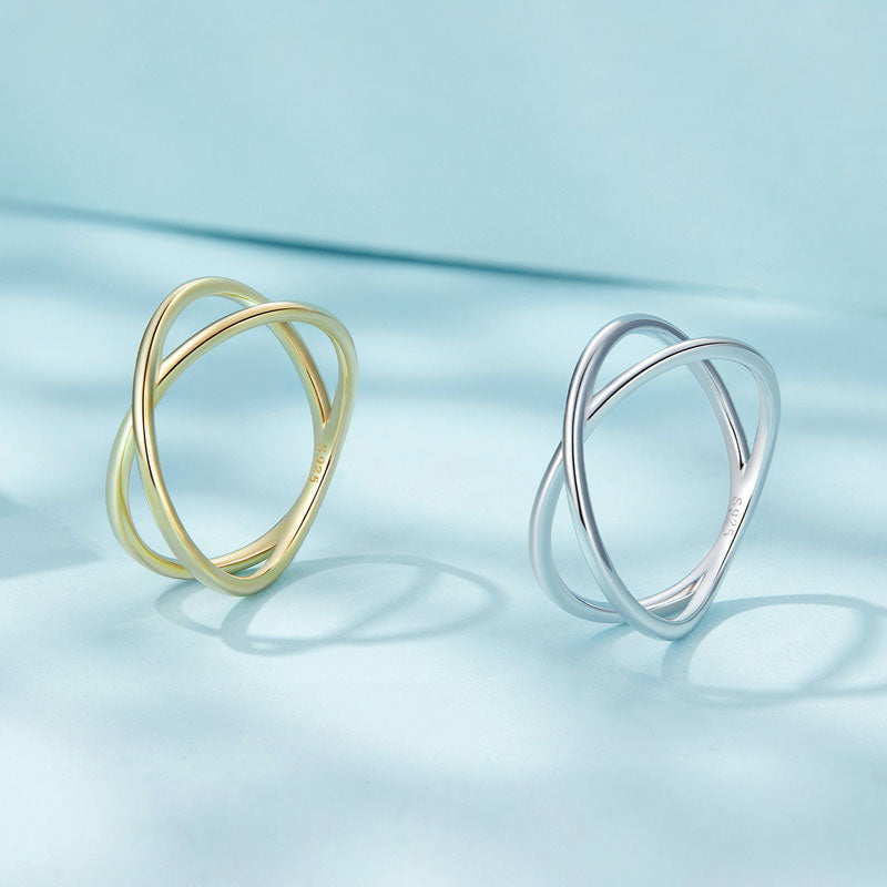 Criss Cross Geometric Ring in Sterling Silver - Aspect Jewellery#color_silver