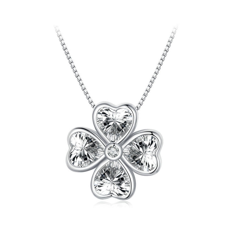 Crystal Clover Necklace in 925 Sterling Silver - Aspect Jewellery