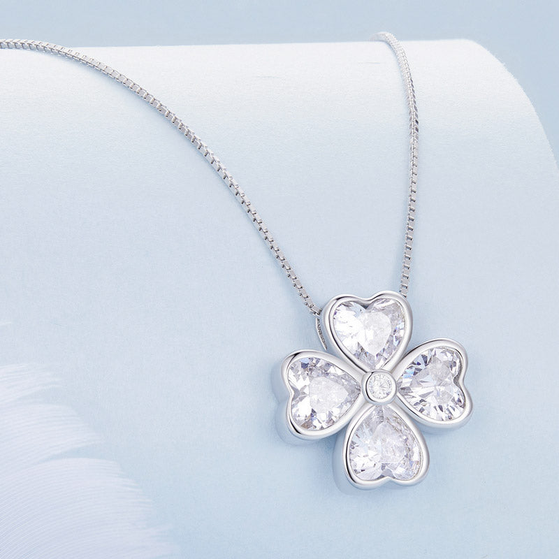 Crystal Clover Necklace in 925 Sterling Silver - Aspect Jewellery