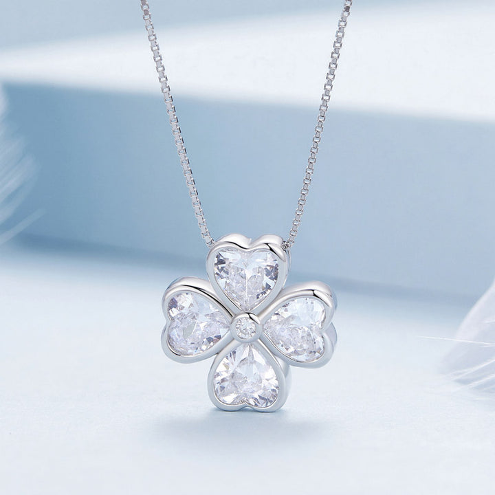 Crystal Clover Necklace in 925 Sterling Silver - Aspect Jewellery