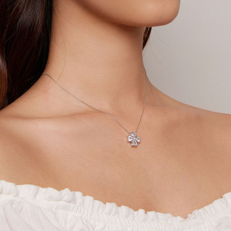 Crystal Clover Necklace in 925 Sterling Silver - Aspect Jewellery