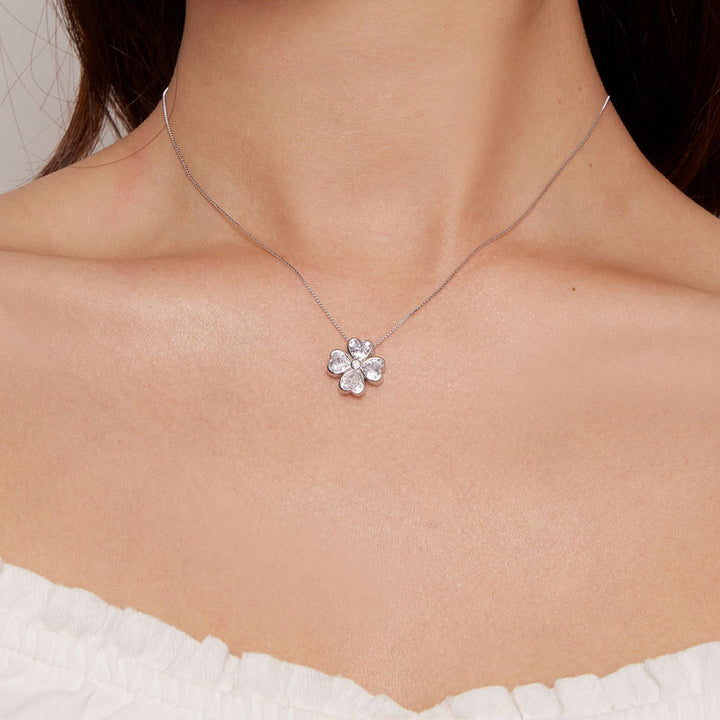 Crystal Clover Necklace in 925 Sterling Silver - Aspect Jewellery