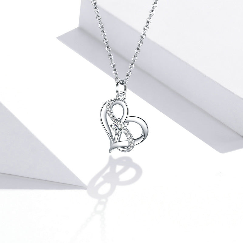 Symbolic Crystal Heart Necklace in 925 Sterling Silver - Aspect Jewellery