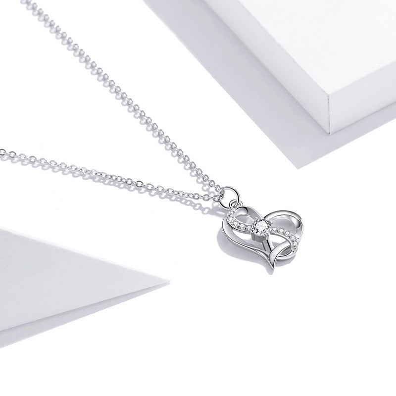 Symbolic Crystal Heart Necklace in 925 Sterling Silver - Aspect Jewellery