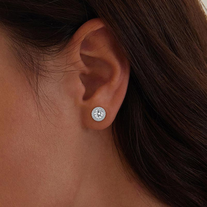 Crystal Round Stud Earrings in 925 Sterling Silver - Aspect Jewellery