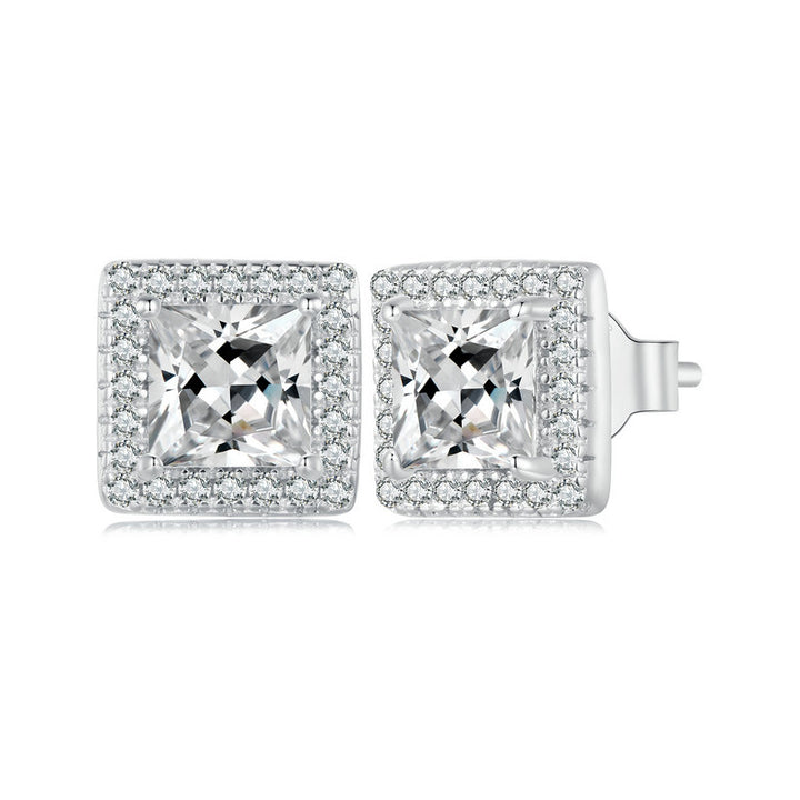 Crystal Square Stud Earrings in 925 Sterling Silver - Aspect Jewellery