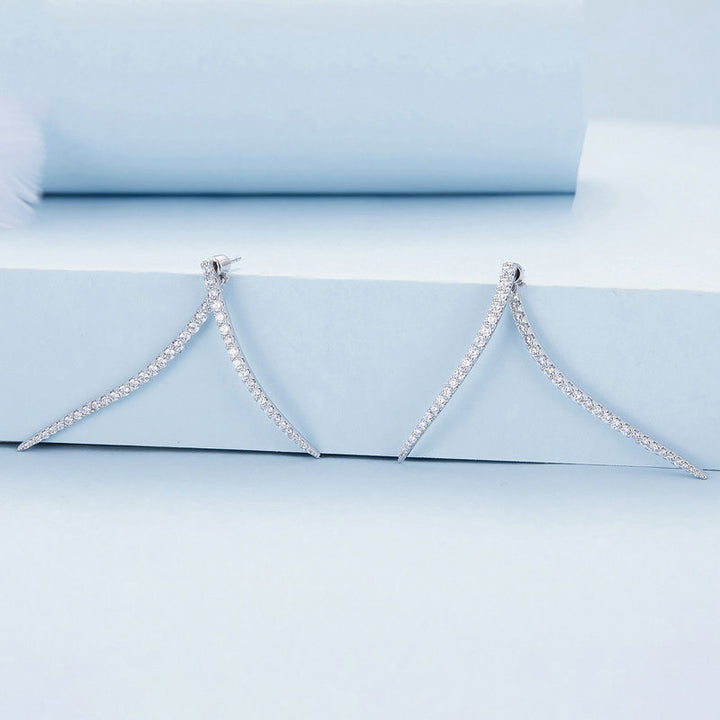 Crystal Twisted Long Earrings - Plated Platinum, Aspect Jewellery