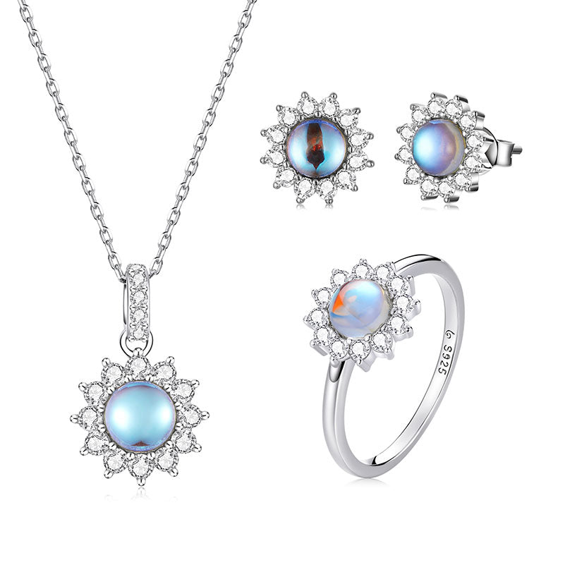 Sparkling Crystals Daisy Fine Jewellery Set in 925 Sterling Silver - Aspect Jewellery