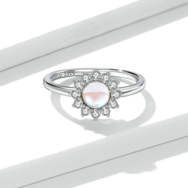 Sparkling Crystals Daisy Ring in 925 Sterling Silver - Aspect Jewellery