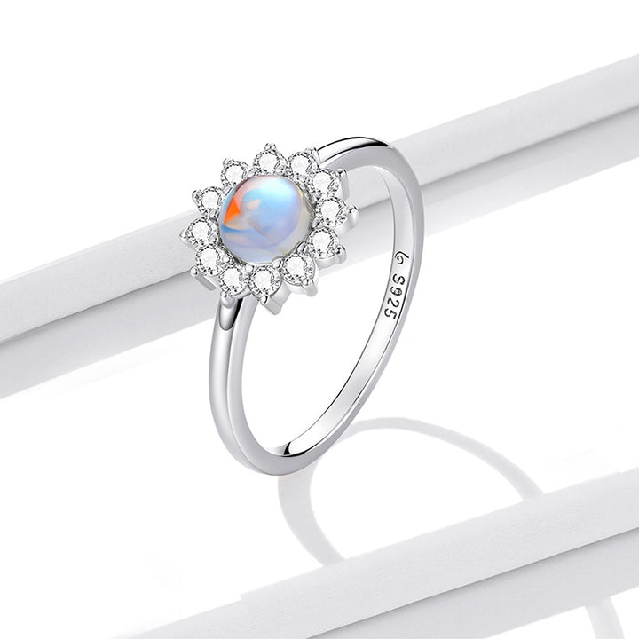 Sparkling Crystals Daisy Ring in 925 Sterling Silver - Aspect Jewellery