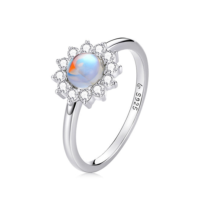 Sparkling Crystals Daisy Ring in 925 Sterling Silver - Aspect Jewellery