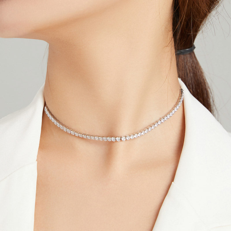 Tennis Choker Necklace in 925 Sterling Silver - Aspect Jewellery