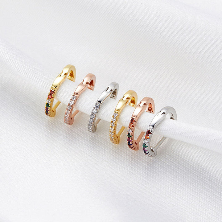 Cuff Earrings Huggie Studs In 925 Sterling Silver - Aspect Jewellery#color_gold