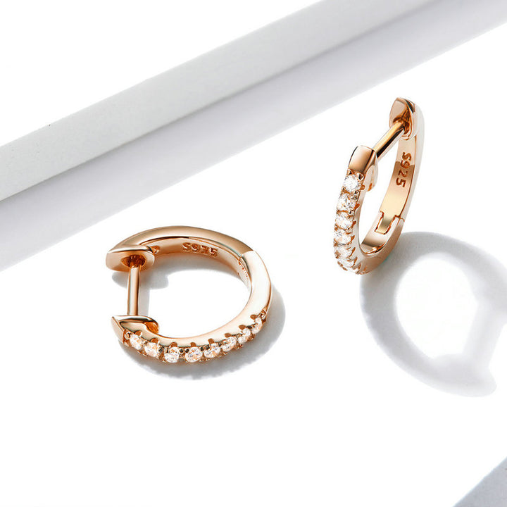 Cuff Earrings Huggie Studs In 925 Sterling Silver - Aspect Jewellery#color_rose-gold