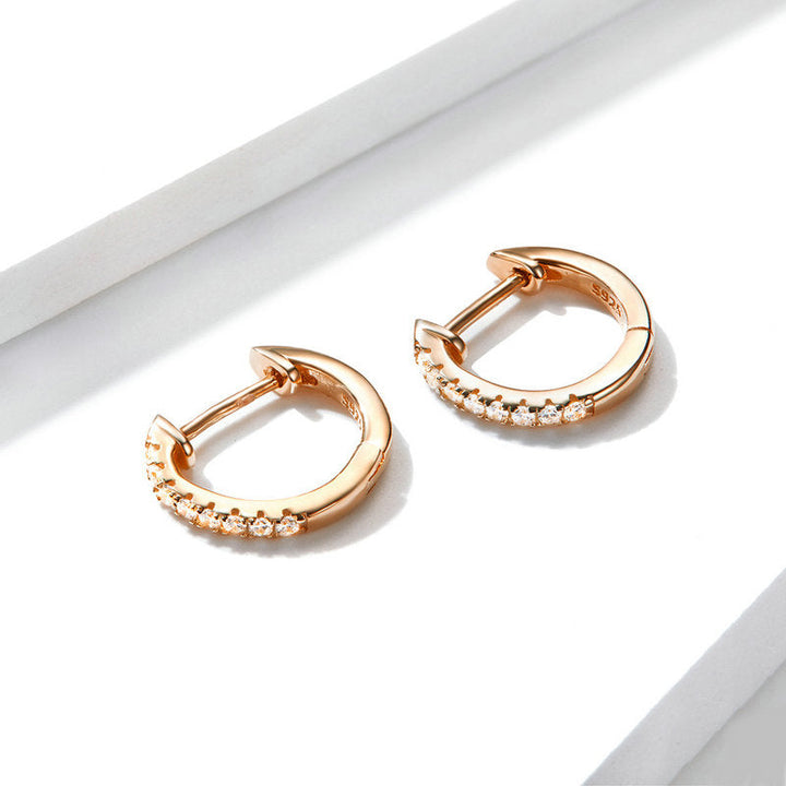 Cuff Earrings Huggie Studs In 925 Sterling Silver - Aspect Jewellery#color_rose-gold