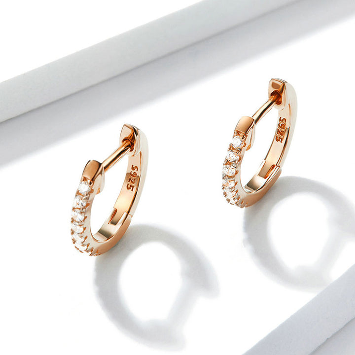 Cuff Earrings Huggie Studs In 925 Sterling Silver - Aspect Jewellery#color_rose-gold