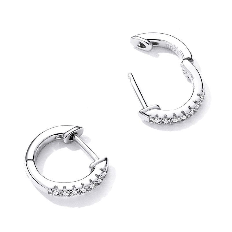 Cuff Earrings Huggie Studs In 925 Sterling Silver - Aspect Jewellery#color_silver