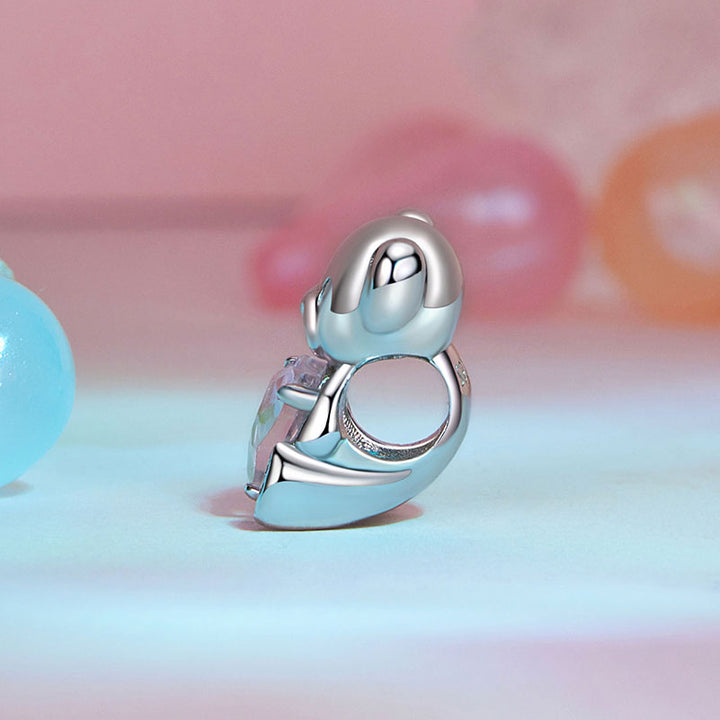 Cute Bear Love Heart Charm in 925 Sterling Silver - Aspect Jewellery